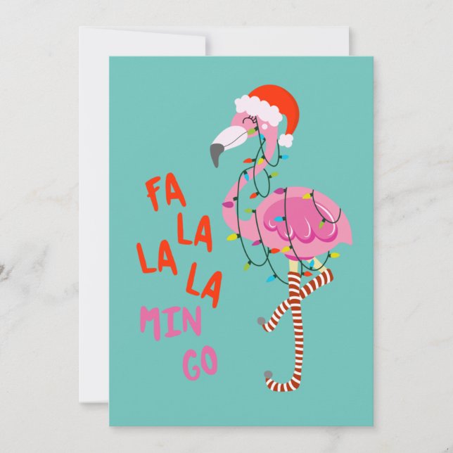 Fa La La La mingo Flamingo for jul Julafton Inbjudningar (Framsida)