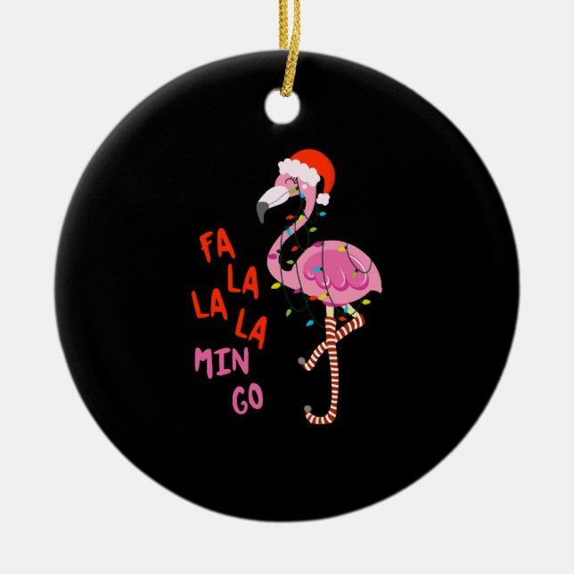 Fa La La La mingo Flamingo for jul Julafton Julgransprydnad Keramik (Framsidan)