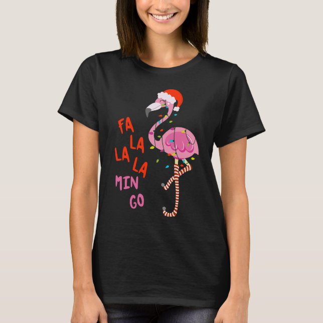 Fa La La La mingo Flamingo for jul Julafton T Shirt (Framsida)