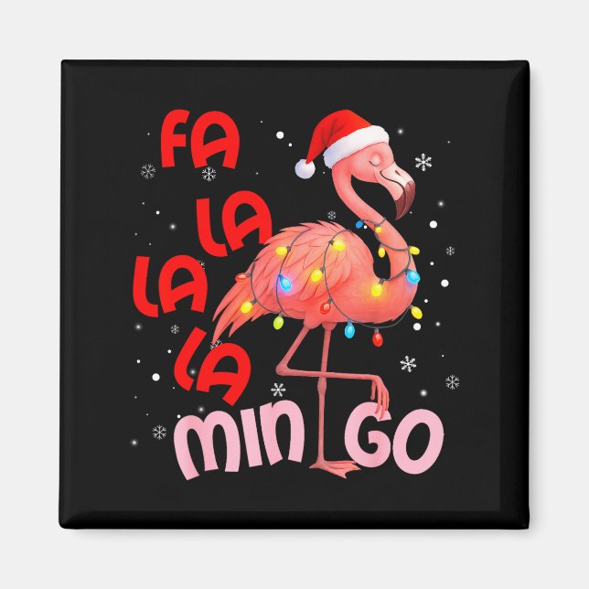 Fa La La La Mingo Flamingo Jul Män Kvinnor Kid Magnet (Framsidan)
