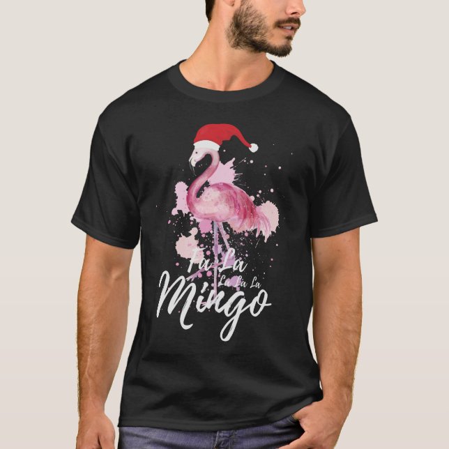 Fa La La La Mingo Funny jul Flamingo Cute T Shirt (Framsida)
