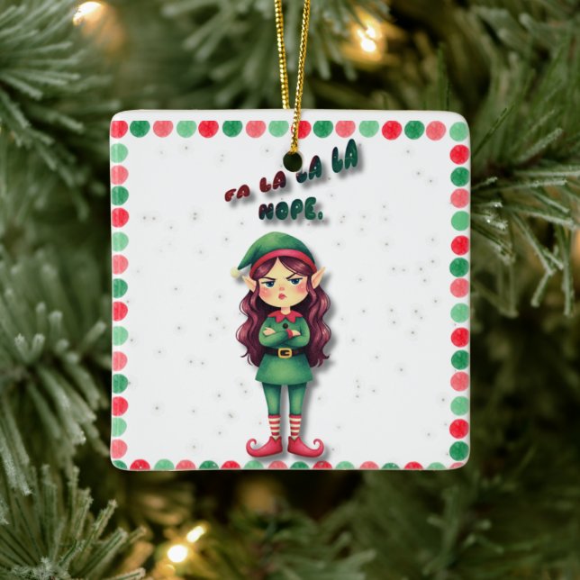 Fa La La La Nope Funny Christmas Elf Ornament   (Träd)