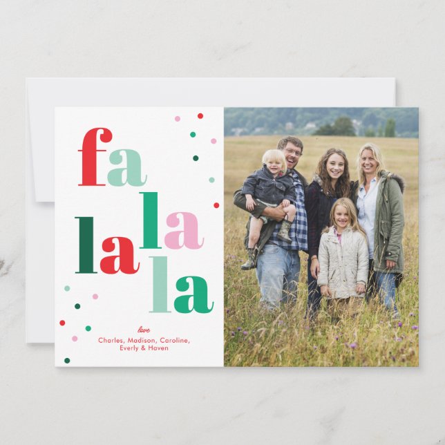 Fa La La La Platt Jul Fotokort Julkort (Framsida)