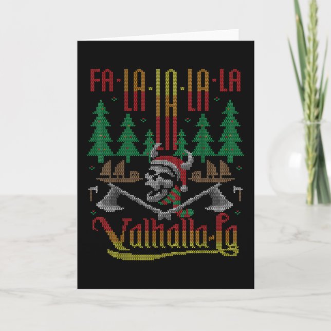 Fa-La-La-La Valhall-La Norsk Viking Fulstygg Kort (Framsida)