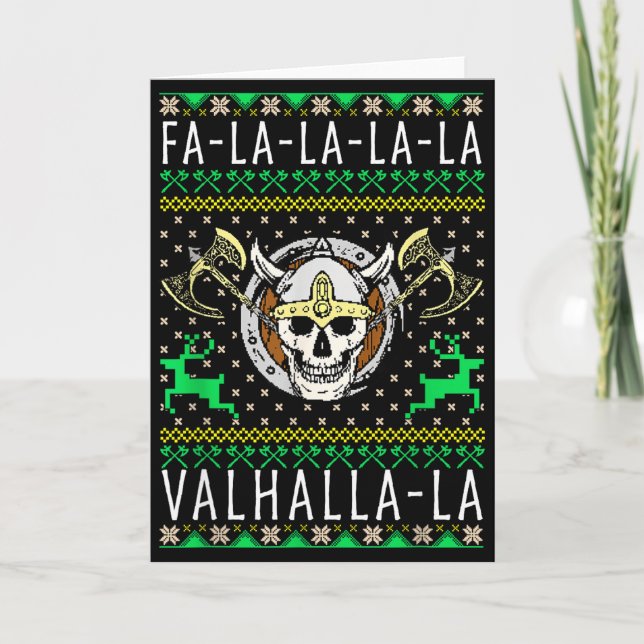 Fa-la-la-la Valhalla-la Viking God Ugly Christmas  Kort (Framsida)