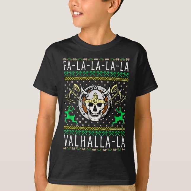 Fa-la-la-la Valhalla-la Viking Gud Ful Jul  T Shirt (Framsida)