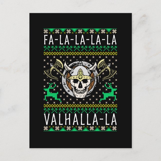 Fa-La-La-La Valhalla-La Viking jul Vykort (Framsida)