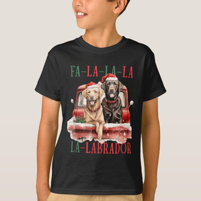 Fa La La Labrador Funny Christmas  T Shirt (Framsida)