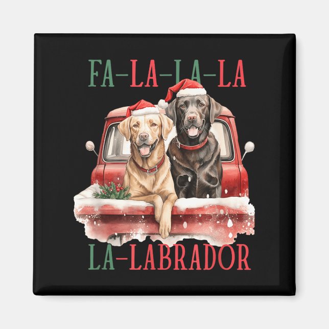 Fa La La Labrador Rolig Jul  Magnet (Framsidan)