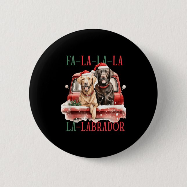 Fa La La Labrador Roligt Jul  Knapp (Framsida)