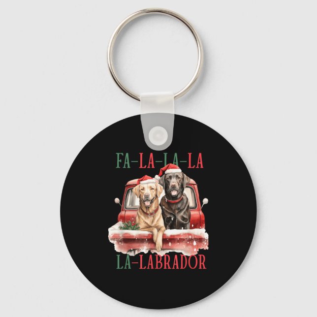 Fa La La Labrador Roligt Jul  Nyckelring (Framsida)
