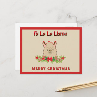 Fa La La Lama God Jul Vykort