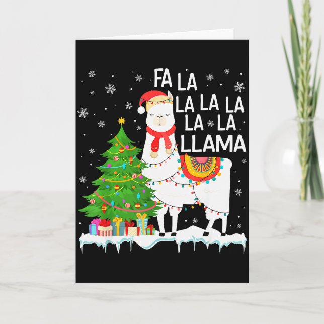 Fa La La Lama Jul Roliga Xmas Pyjamas Djur Kort (Framsida)