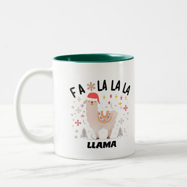 Fa La La Llama Christams Graphic Art Design Två-Tonad Mugg (Vänster)