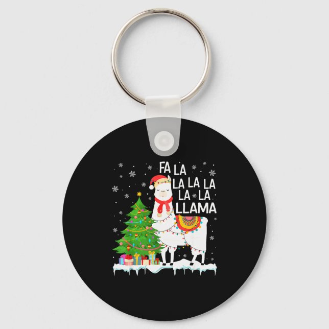 Fa La La Llama Christmas Funny Xmas Pajamas Animal Nyckelring (Framsida)