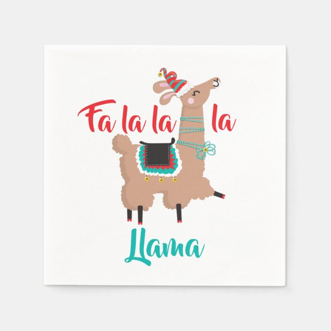 fa la la llama christmas party napkins pappersservett (Framsidan)