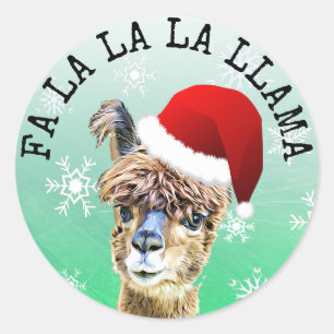 Fa La La Llama Funny Alpaca-jul Runt Klistermärke