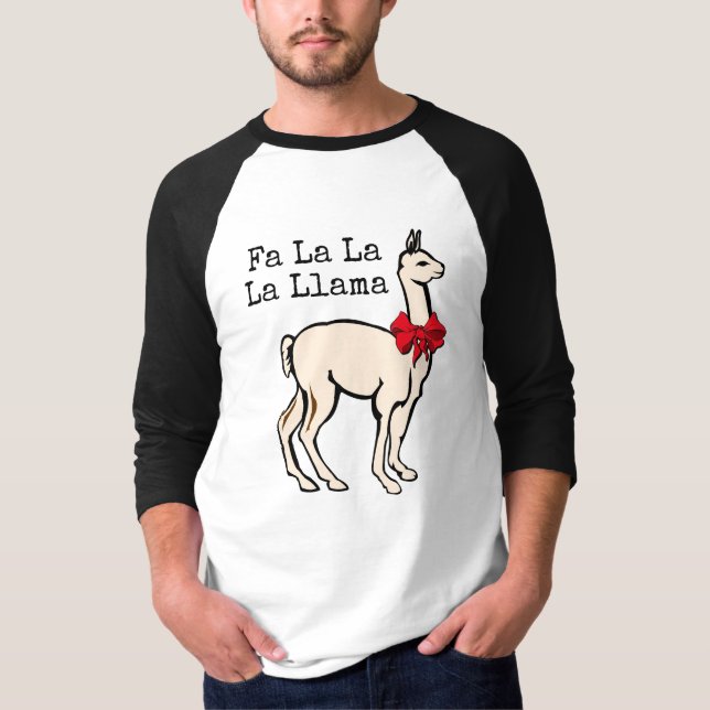 Fa La La Llama Funny julshirt T Shirt (Framsida)
