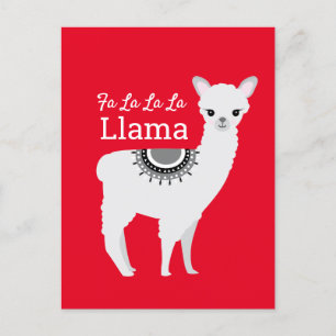 Fa la la Llama Funny Red Funny jul Helg Vykort