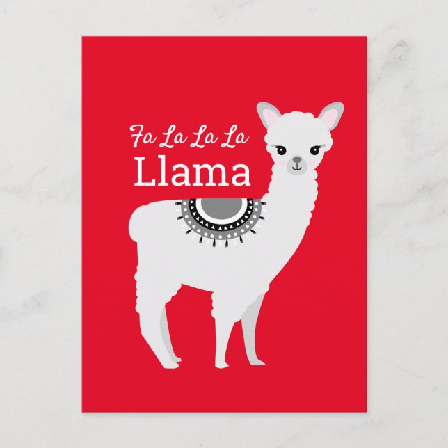 Fa la la Llama Funny Red Funny jul Helg Vykort (Framsida)