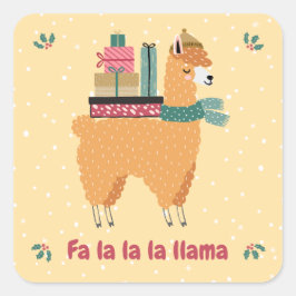 Fa la la Llama Helgdag Sticker Fyrkantigt Klistermärke