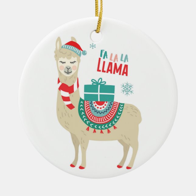 Fa la la Llama Julgransprydnad Keramik (Framsidan)