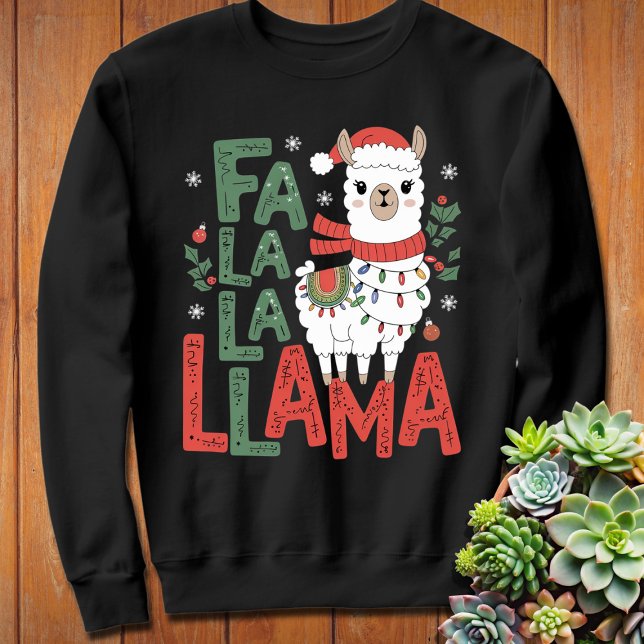 Fa La La Llama | Llama Älskare Retro-jul T Shirt (Skapare uppladdad)
