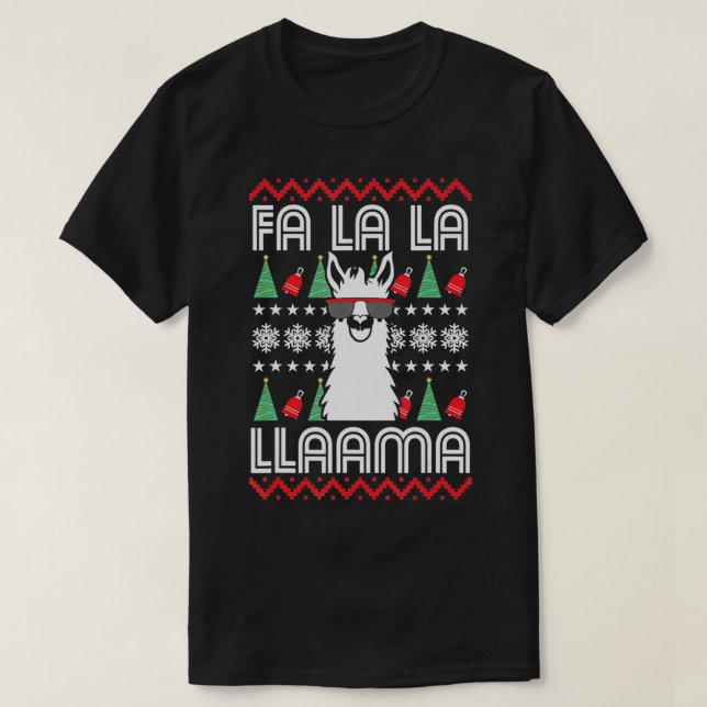Fa La La Llama Pajamas Alpaca Christmas Gift, Fa L T Shirt (Design framsida)