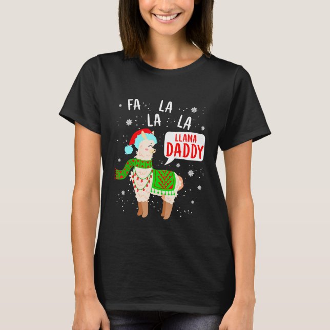 Fa la la Llama pappa julmatchning T Shirt (Framsida)