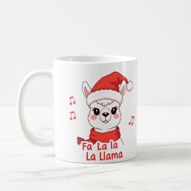 Fa La La Llama White Hjort Julkaffe Mugg (Vänster)