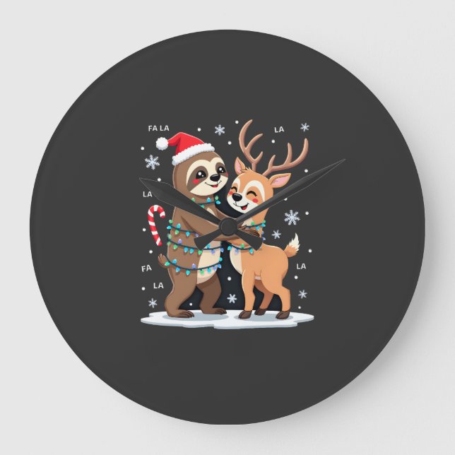 Fa La La Llama Xmas Ljus Dov Riding Llama Jul Stor Klocka (Framsida)