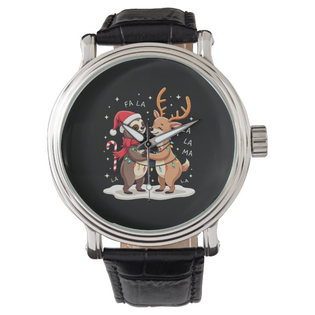 Fa La La Llama Xmas Ljus Långsam Ridande Lama Jul Armbandsur (Framsida)