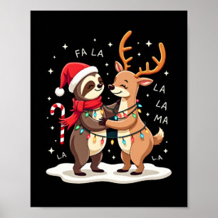 Fa La La Llama Xmas Ljus Långsam Ridande Lama Jul Poster
