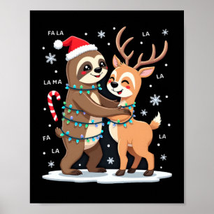 Fa La La Llama Xmas Ljus Långsam Ridande Lama Jul Poster