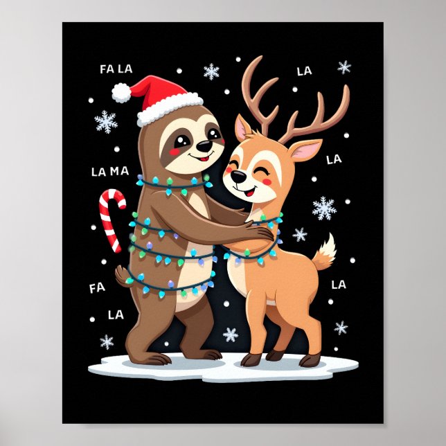 Fa La La Llama Xmas Ljus Långsam Ridande Lama Jul Poster (Framsidan)