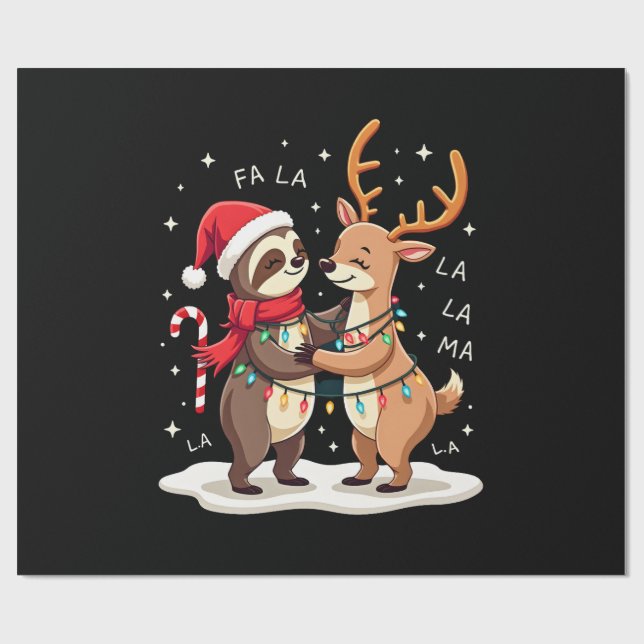 Fa La La Llama Xmas Ljus Långsam Ridande Lama Jul Presentpapper (Platt)