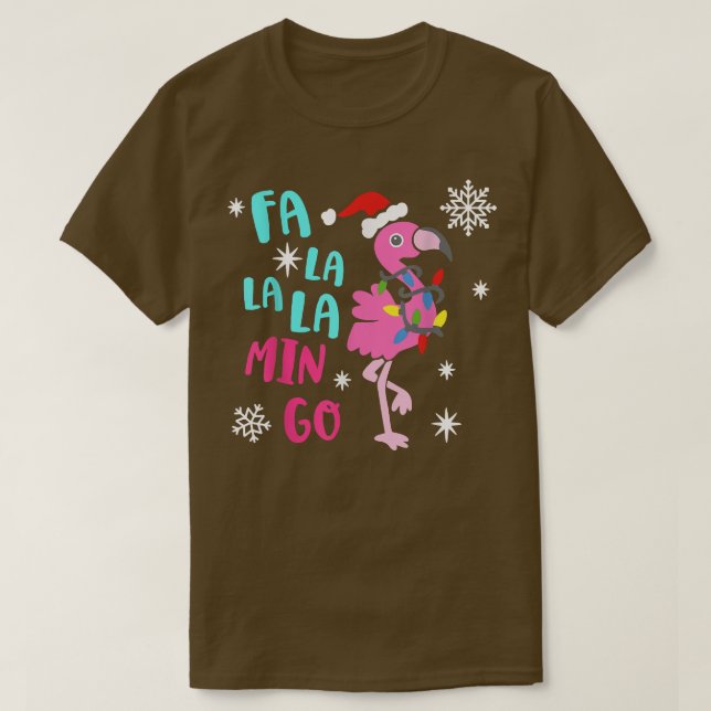 Fa La La mingo Flamingo för jul Julafton Paja T Shirt (Design framsida)