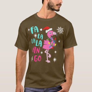Fa La La mingo Flamingo för jul Julafton Paja T Shirt