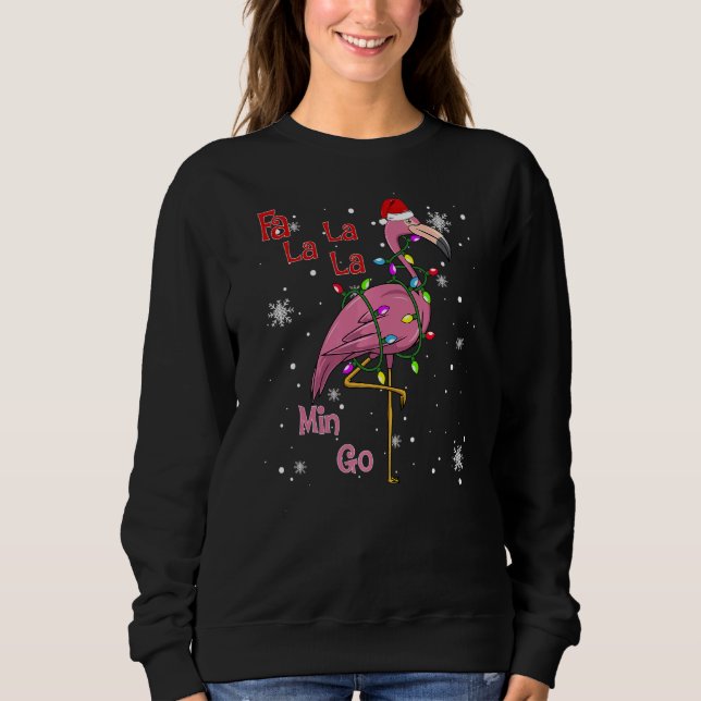 Fa La La Mingo Flamingo Matching jul T Shirt (Framsida)