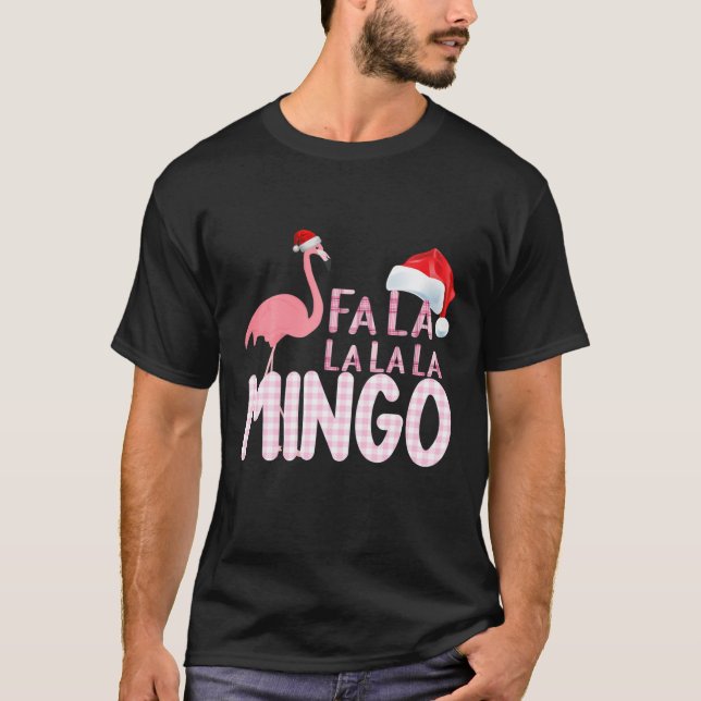 Fa La La Mingo Flamingo till jul T Shirt (Framsida)