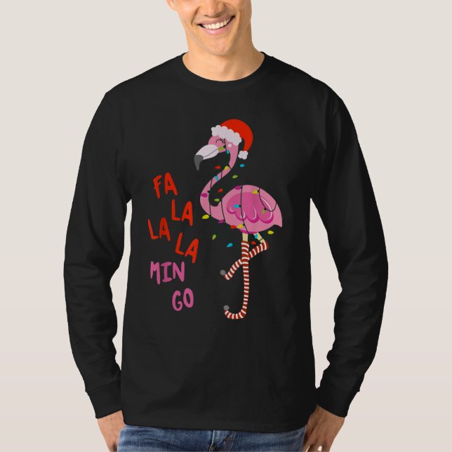 Fa La La mingo Flamingo till jul T Shirt (Framsida)