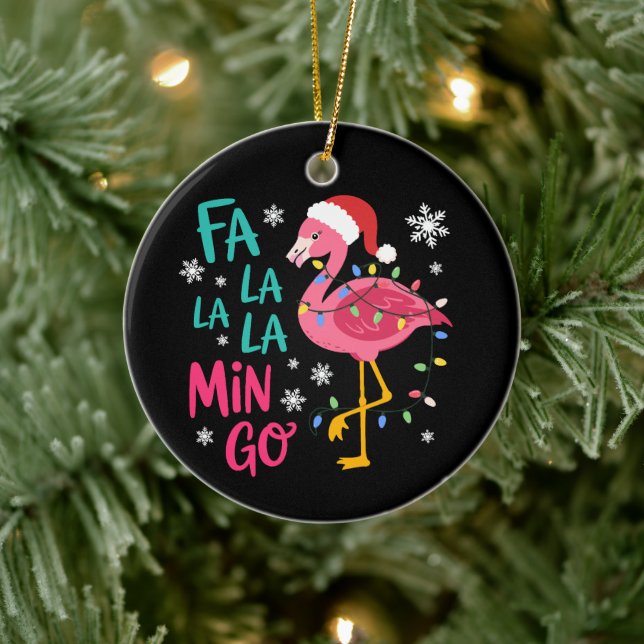 Fa La La Mingo jul Flamingo Rosa Älskare Julgransprydnad Keramik (Träd)