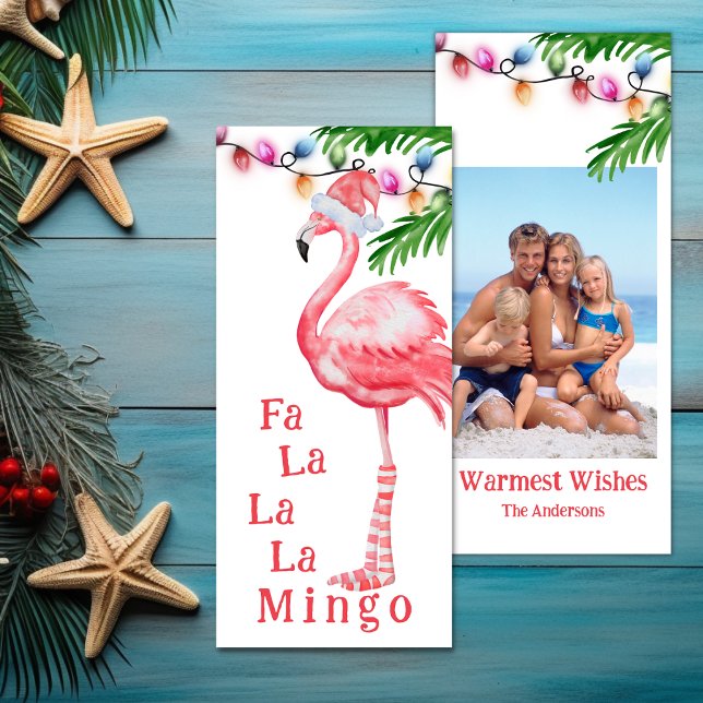 Fa La La Mingo Photo Flamingo-julkort (Fa La La La Mingo Photo Flamingo Christmas Card)