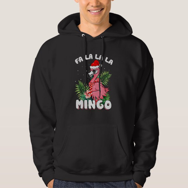 Fa La La Mingo Santa Flamingos till jul Hoodie (Framsida)