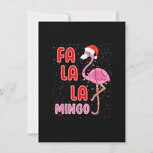Fa la la Mingo Söt Rosa Flamingo Julhatt Merry  Inbjudningar (Framsida)