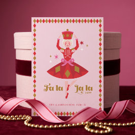 Fa La La Nutcracker Balett Rosa Festive Jul Julkort