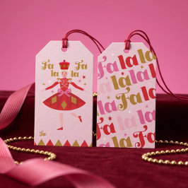Fa La La Nutcracker Balett Rosa Tjejig Jul Till Presentetikett