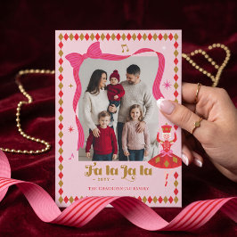 Fa La La Nutcracker Rosa Festiv Jul Foto Julkort