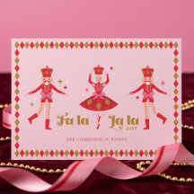 Fa La La Nutcracker Rosa Jul Familjefoto