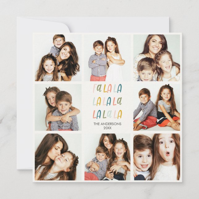 Fa La La | Pastel färg | Helgdag Fotokollage Kort (Framsida)